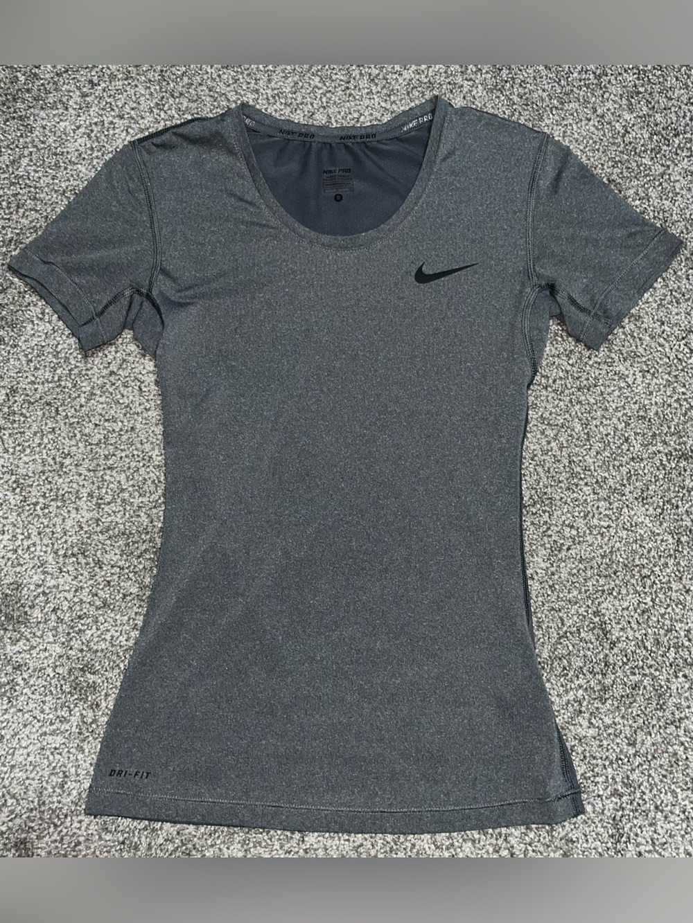 Nike Pro Dri-Fit Women's Gray and Black Short Sleeve Fitted T-Shirt Size Small